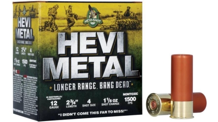 HEVI-Shot HEVI-Metal Longer Range Shotshell 12ga 2-3/4" 1-1/8 oz 1500 fps #4 25/ct