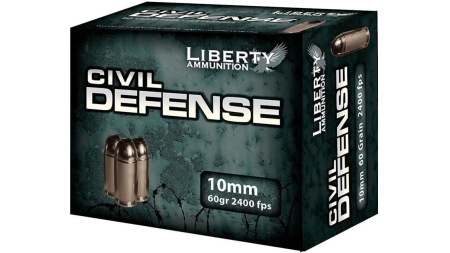 Liberty Civil Defense Handgun Ammunition 10mm Auto 60 gr SCHP 2400 fps 20/ct