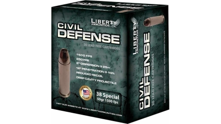 Liberty Civil Defense Handgun Ammunition .38 Spl 50 gr SCHP 1500 fps 20/ct