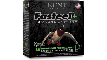 Kent Fasteel + Precision Plated Steel Waterfowl Shotshells 12ga 3" 1-1/4oz 1450 fps  #2 & #4 25/ct