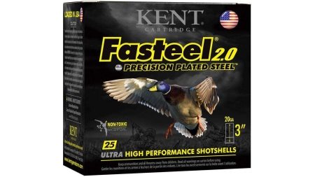 Kent Fasteel + Precision Plated Steel Waterfowl Shotshells 20ga 3" 1oz 1350 fps  #2 & #4 25/ct