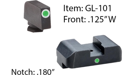 Ameriglo Tritium i-Dot Night Sight for Glock 17-39 / Front Tritium - Green / Front Outline - White / Rear - Green Square Notch