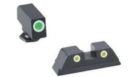 Green YellowTritium 3 dot sight set white outlines for Glock 42-43