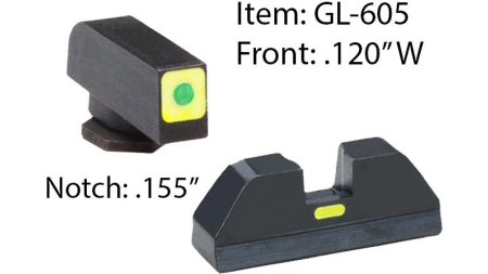 Ameriglo Glock CAP Set For Glock 42 43 - Green Tritium Lime Green Lumi Square Outline Front/Rear