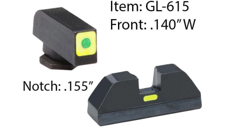Ameriglo Glock CAP Sight Set For Glock 20 21 29 30 31 32 36 40 41 - Green Tritium Lime Green Lumisquare Outline Front/Rear
