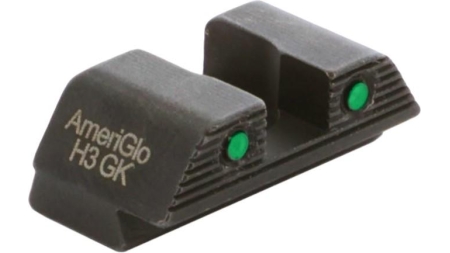 Ameriglo Green Tritium 2-dot Black Outlines Rear Sight .256in H .165 Sq Notch Glock