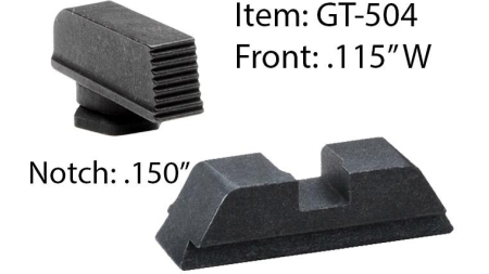 Ameriglo Defoor Performance Black Sight Set for Glock 17-39 / Front Width .115" / Rear Notch .150"