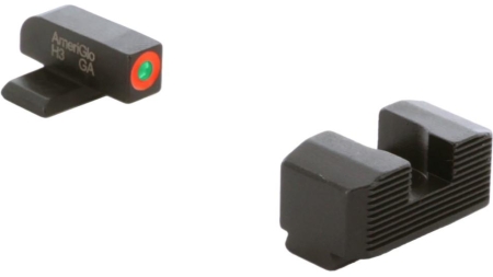 Ameriglo Green Tritium Orange Outline Front Black Serrated Rear Sight Hellcat Standard