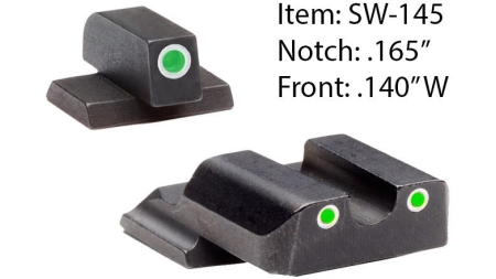 Ameriglo Classic Style Night Sight Set for S&W M&P Shield / Front Tritium - Green / Front Outline - White / Rear Tritium - Green / Rear Outline White
