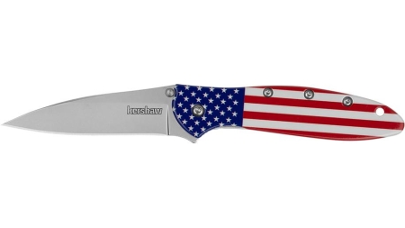 Kershaw Leek Folding Knife 3" Drop Point Blade USA Flag