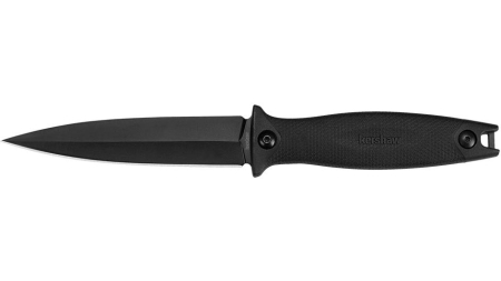 Kershaw Secret Agent Fixed Boot Knife 4-2/5" Spear Point Black with Sheath
