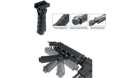 Leapers Ergonomic Ambidextrous 5-position Foldable Foregrip - Black