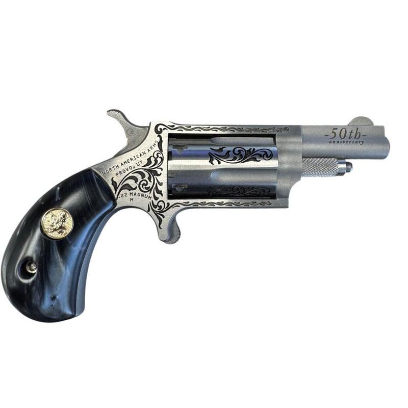 NAA 50th Anniversary Stainless Steel Handgun .22 WMR 5rd Capacity 1.625" Barrel Black Pearl Grip Limited Edition