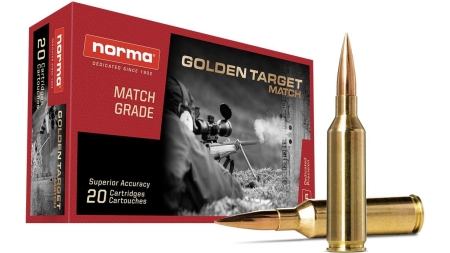 Norma Golden Target Match Rifle Ammunition 6.5 PRC 143gr BTHP 2831 fps 20/ct