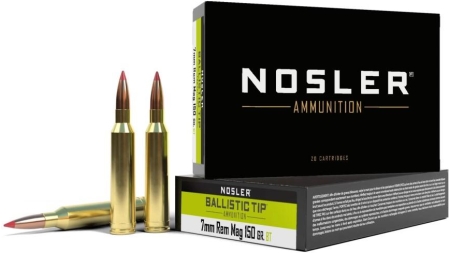 Nosler Ballistic Tip Rifle Ammunition 7mm Rem Mag 150gr PT 3050 fps 20/ct
