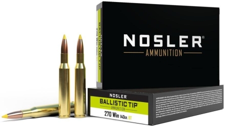 Nosler Ballistic Tip Hunting Rifle Ammunition 270 Win 140gr PT 2900 fps 20/ct