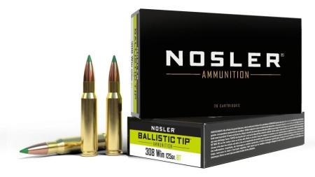 Nosler Ballistic Tip Hunting Rifle Ammunition 308 Win 125gr PT 3100 fps 20/ct