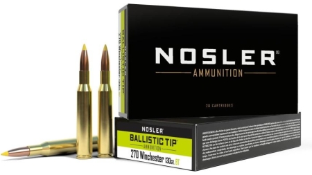 Nosler Ballistic Tip Hunting Rifle Ammunition .270 Win 130gr PT 3075 fps 20/ct