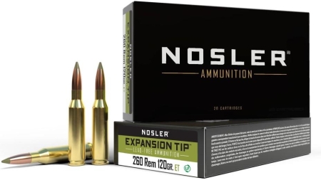 Nosler E-Tip Rifle Ammunition 260 Rem 120gr E-Tip 2750 fps 20/ct