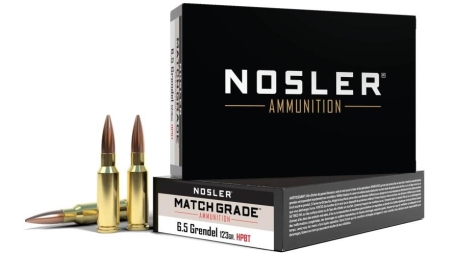 Nosler Match Grade Rifle Ammunition 6.5mm Grendel 123gr HPBT 2400 fps 20/ct
