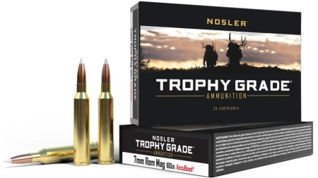 Nosler Trophy Grade Rifle Ammunition 7mm Rem Mag 160 gr AB 2925 fps 20/ct