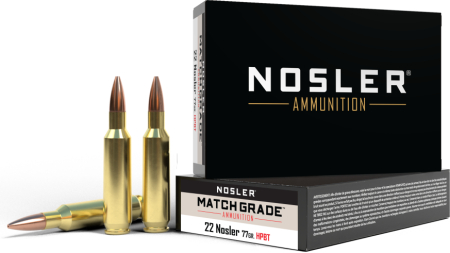Nosler Custom Competition Match Grade Rifle Ammunition .22 Nosler 77 gr OTM 2950 fps 20/ct