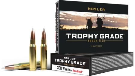 Nosler Accubond Trophy Grade Rifle Ammunition .308 Win 165 gr PT 2800 fps 20/ct