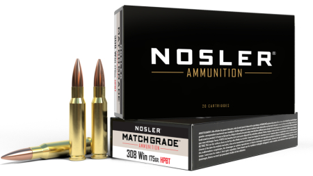 Nosler Custom Competition Match Grade Rifle Ammunition .308 Win 175 gr OTM 2600 fps 20/ct