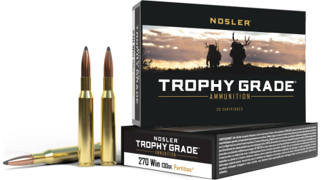 Nosler Partition Trophy Grade Rifle Ammuntion .270 Win 130 gr PSP 3050 fps 20/ct