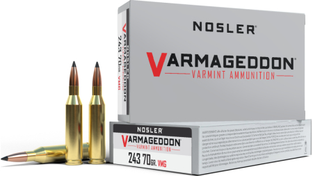Nosler Varmegeddon Rifle Ammunition .243 Win 70 gr PT 3500 fps 20/ct