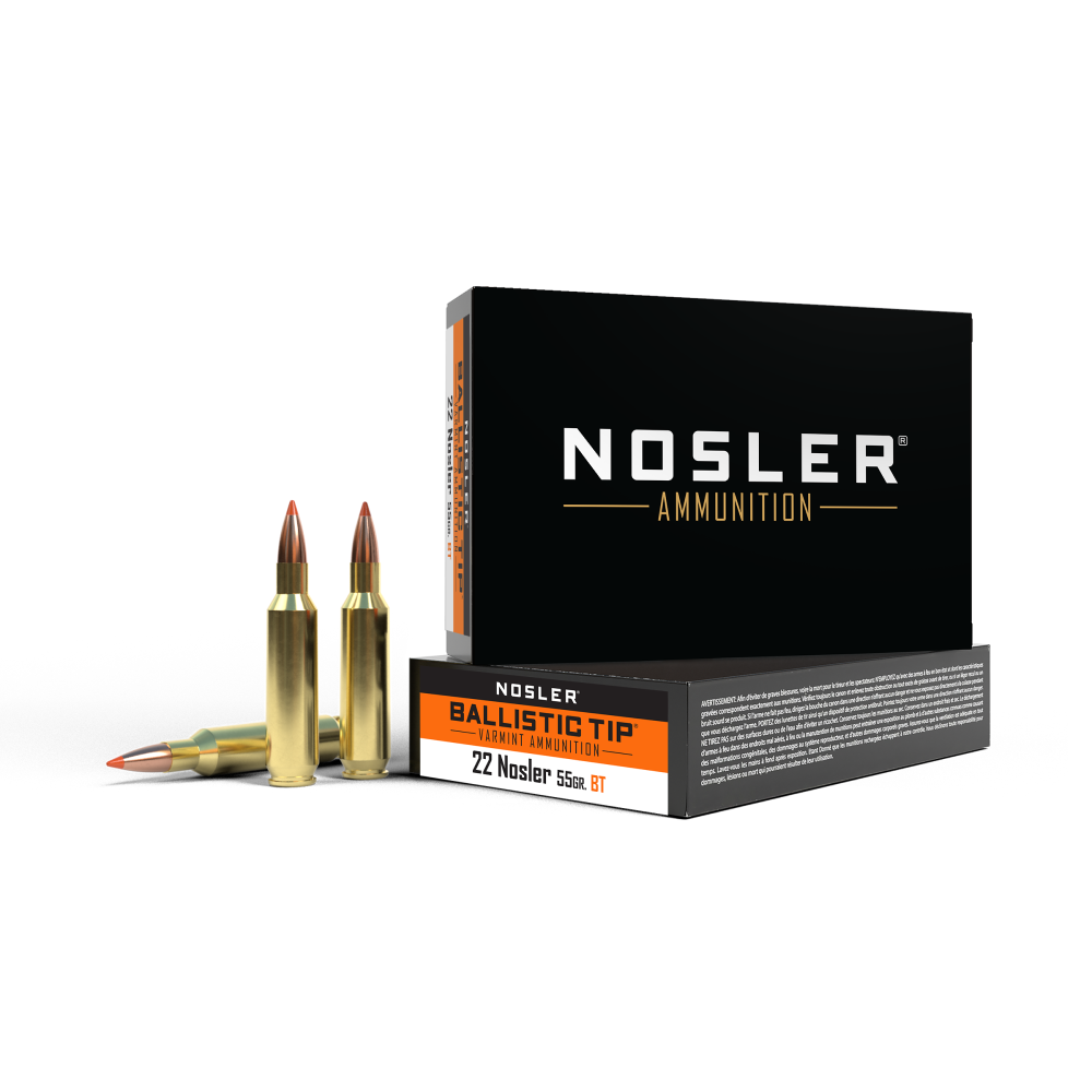 Nosler Ballistic Tip Varmint Rifle Ammunition 22 Nosler 55 gr PT 3500 fps 20/ct
