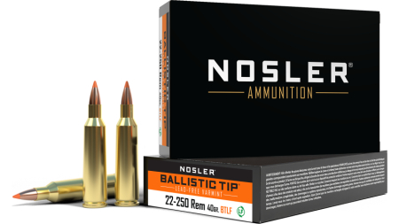 Nosler Lead Free Ballistic Tip Varmint Rifle Ammunition .22-250 Rem 40 gr PT 3950 fps 20/ct