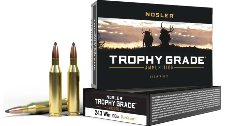 Nosler Trophy Grade Rifle Ammunition .243 Win 100g PSP 2950 fps 20/ct