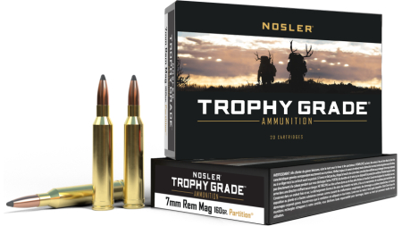 Nosler Ammo Trophy Grade Rifle Ammunition 7mm Rem Mag 160g PSP 2950 fps 20/ct