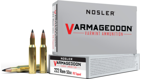 Nosler Varmageddon Rifle Ammunition .222 Rem 50gr VG FBT 3150 fps 20/ct