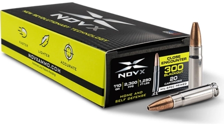 NovX Close Encounter Rifle Ammunition .300 Blackout 110gr Lead Free HP 2300 fps 20/ct