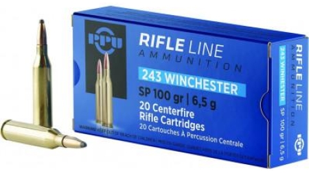 PPU Rifle Ammunition .243 Win 100 gr SP 2960 fps  20/ct