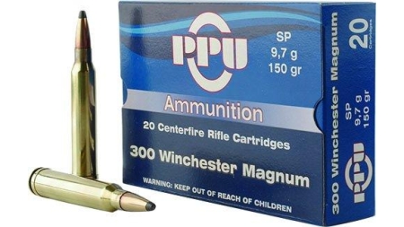 PPU Rifle Ammunition .300 Win Magnum 150 gr SP 3250 fps 20/ct
