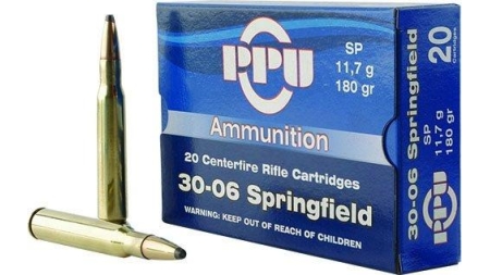 PPU Rifle Ammunition .30-06 Sprg 180 gr SP 2910 fps 20/ct