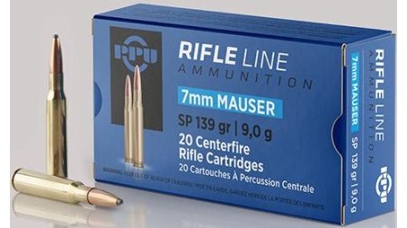 PPU Rifle Ammunition 7mm Mauser 139 gr SP 2660 fps - 20/ct