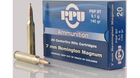 PPU Rifle Ammunition 7mm Rem Mag 140 gr PSP 2600 fps - 20/ct