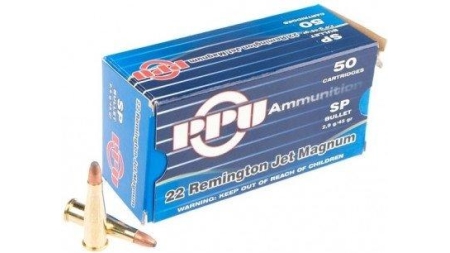 PPU Rifle Ammunition .22 Rem Jet Magnum 45 gr SP 770 fps  50/ct