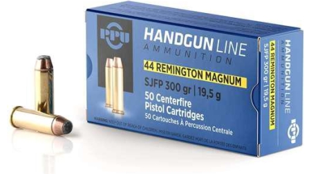 PPU Handgun Ammunition .44 Mag  300gr SJFP 1279 fps 50/ct
