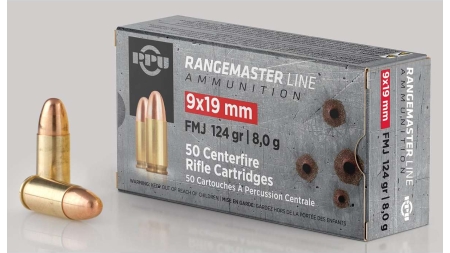 PPU Rangemaster Rifle Ammunition 9mm Luger 124gr FMJ 1263 fps 50/ct