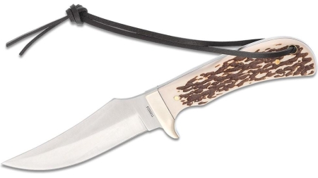 Schrade Uncle Henry Staglon Fixed Knife 4-1/4" Clip Point Blade with Leather Sheath