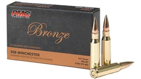 PMC Bronze Rifle Ammunition .308 Win 147 gr FMJBT 2780 fps 20/ct