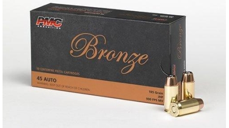 PMC Bronze Handgun Ammunition .45 ACP 185 gr JHP 900 fps 50/ct