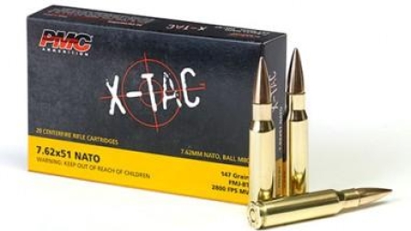 PMC X-Tac Rifle Ammunition 7.62x51mm 147gr FMJ-BT 2800 fps 20/ct