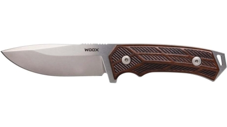 WOOX Rock62 Fixed Knife 4-1/4" Drop Point Blade Walnut Checkered