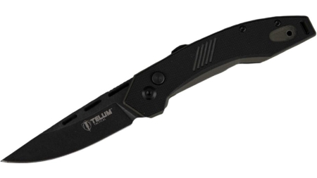 Telum Incinerator Tactical Automatic Knife 3-1/2" Drop Point Blade Black